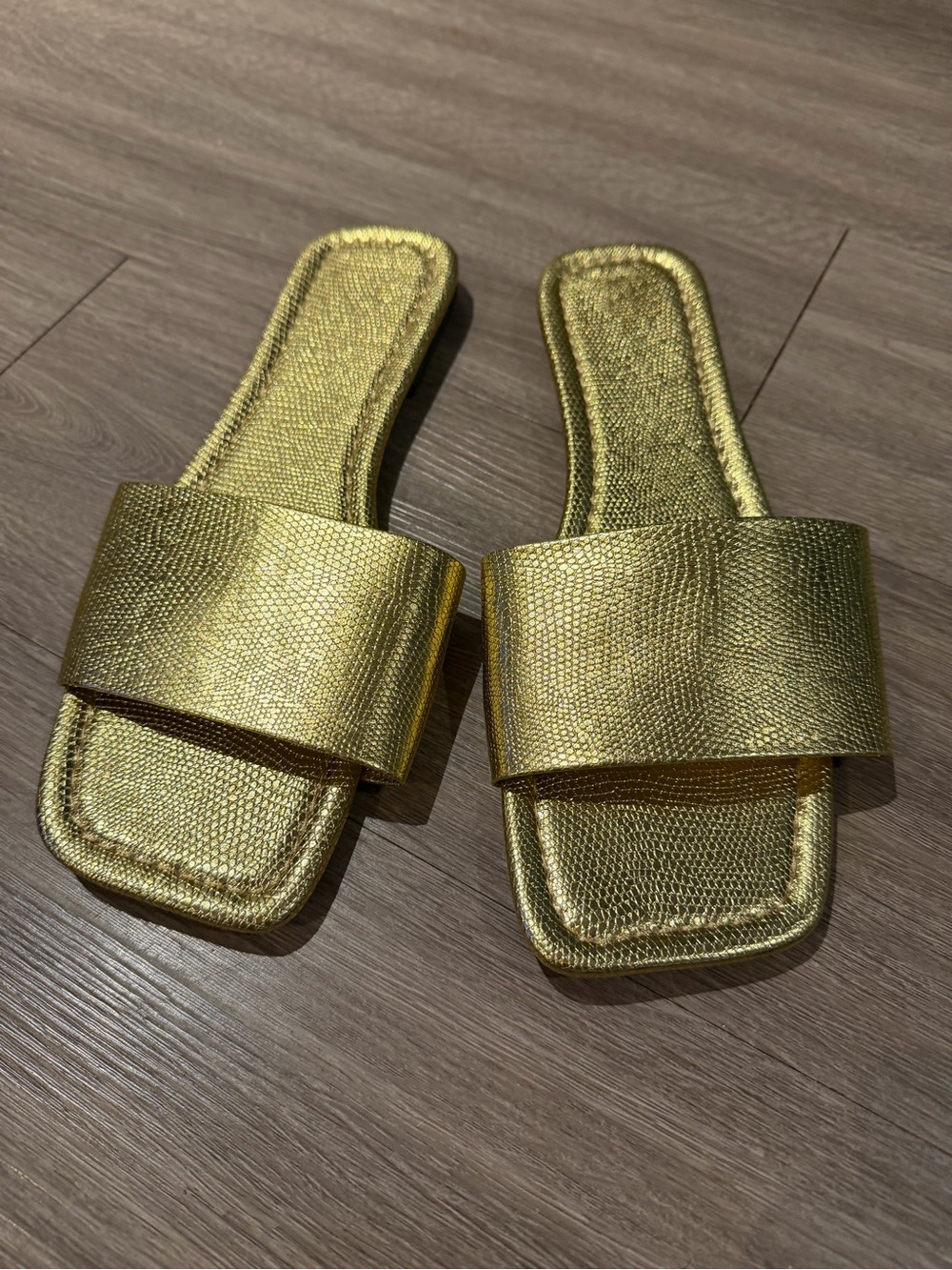 Metallic Gold Slide Sandals